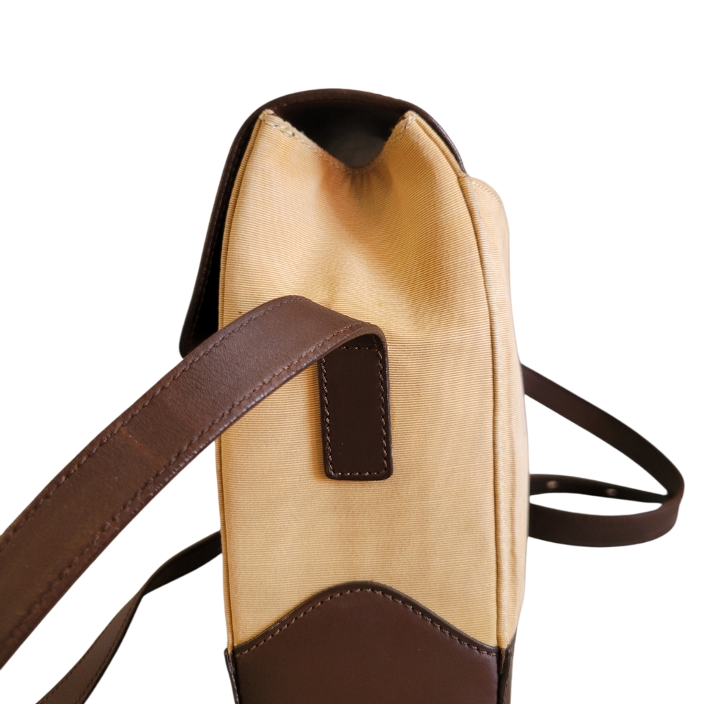 Celine Canvaa Leather Brown Cream Crossbody Bag - Picture 3 of 16